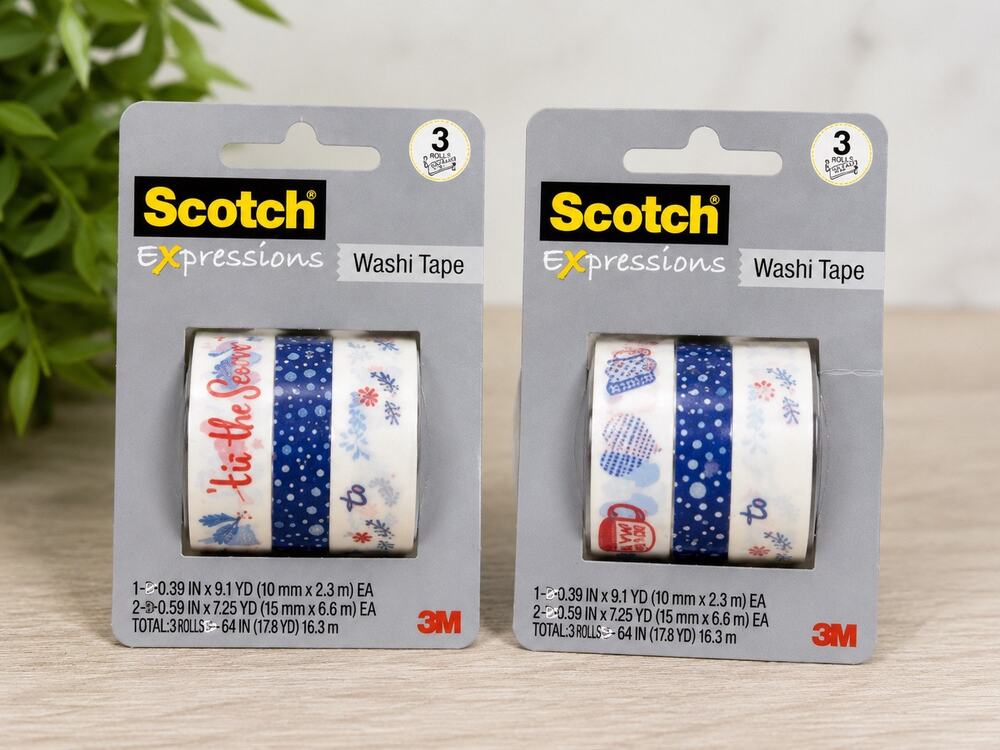 Scotch Expressions Holiday Washi Tape Lot of 2 | 6 Decorative Christmas Roll New